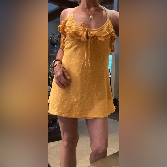 Free People Love Forever Mini Dress. Small. Golden Pollen color - Picture 4 of 13